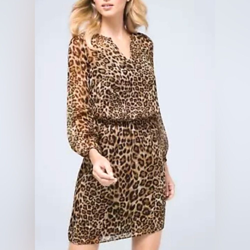 White House Black Market Leopard Dress Brown Size 10 EUC
